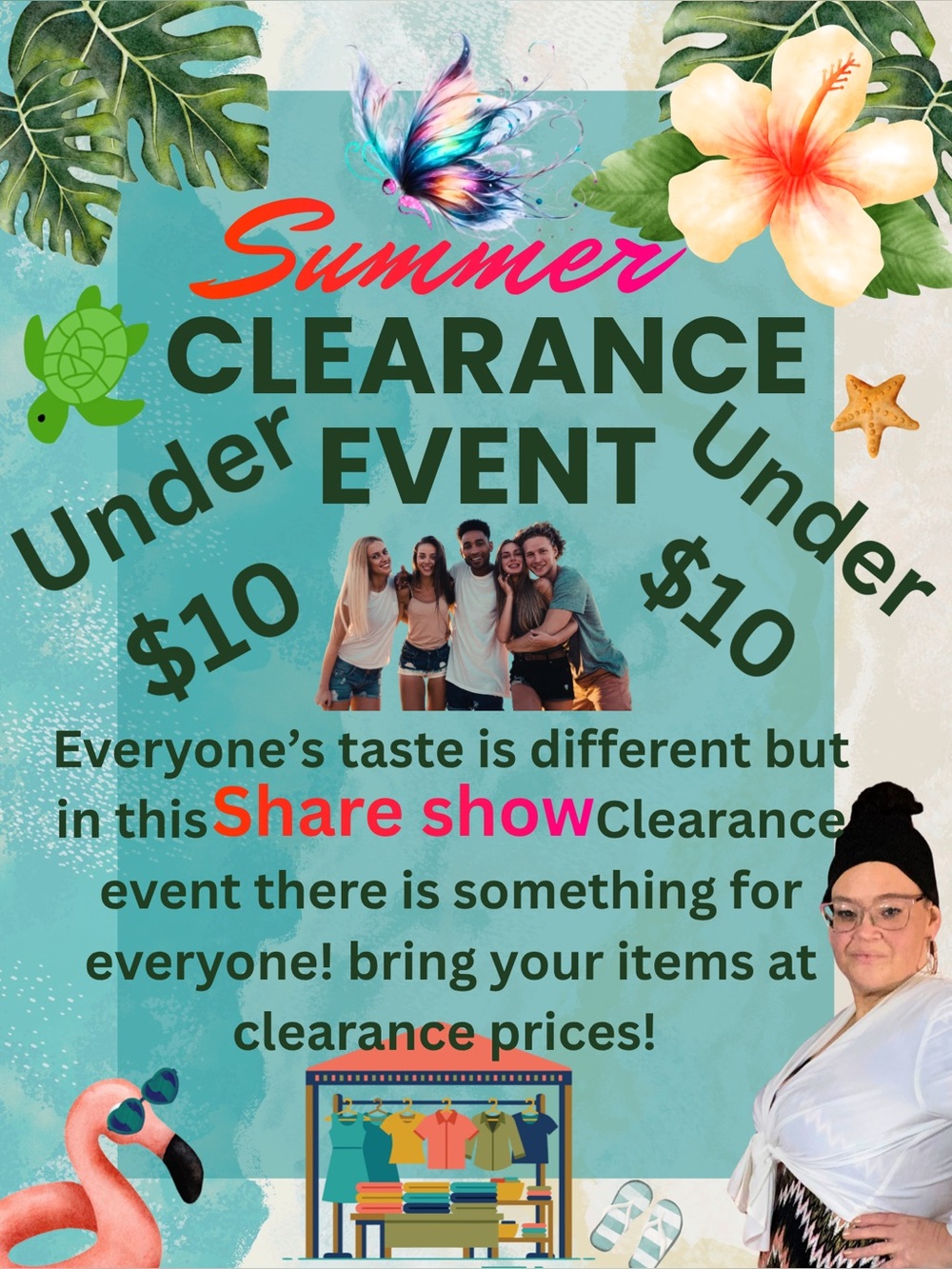 Summer Clearance Event Poster - Teal Background